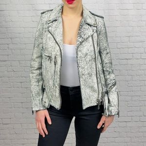 R13 Cracked White Leather Jacket Size XS/S